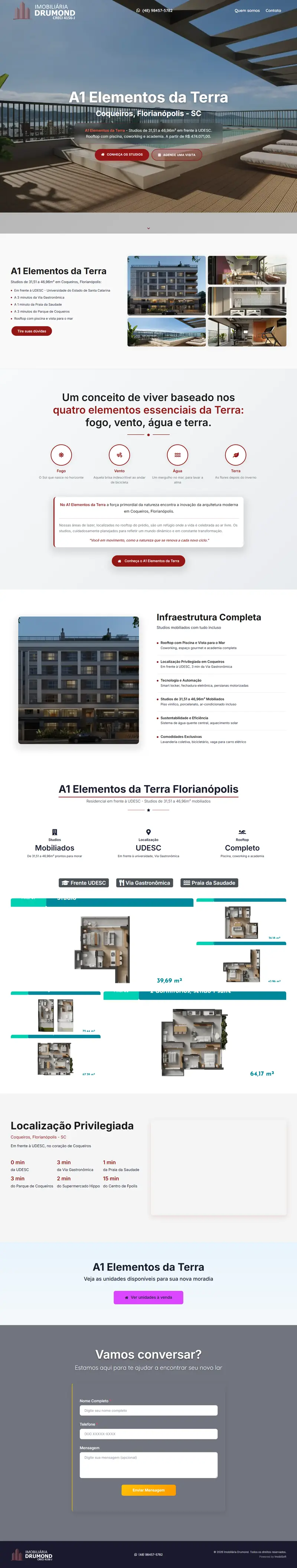 Landing page A1 Elementos Terra criada pela Vibe Sites