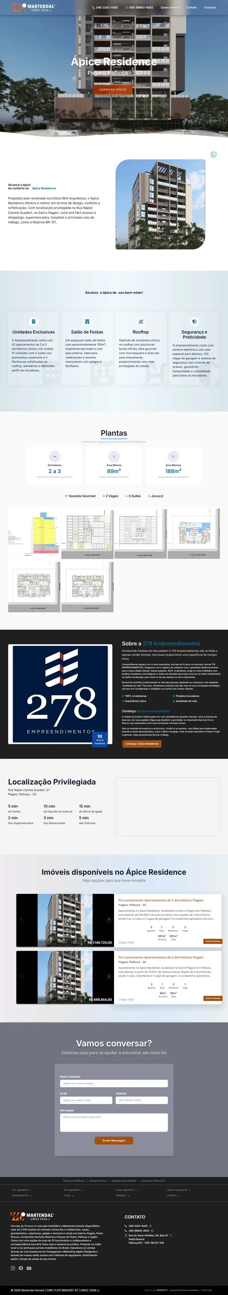 Landing page Ápice Residence criada pela Vibe Sites