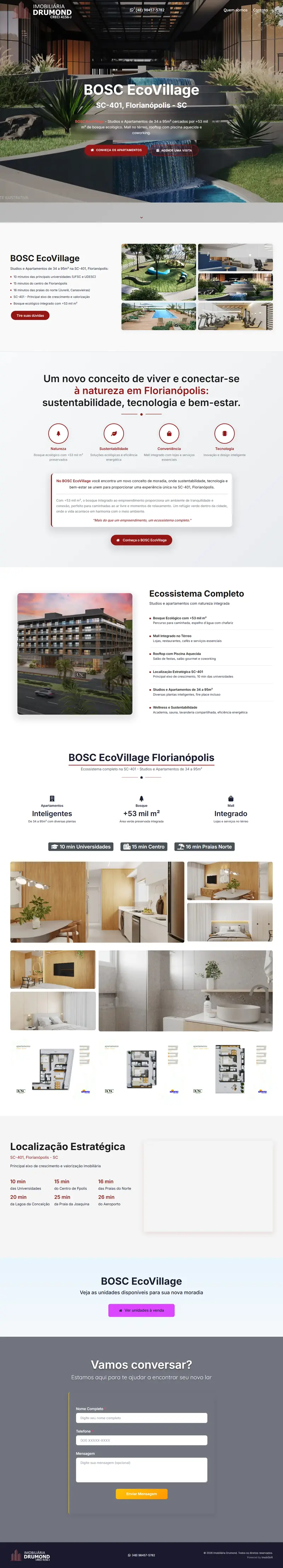 Landing page Bosc EcoVillage criada pela Vibe Sites