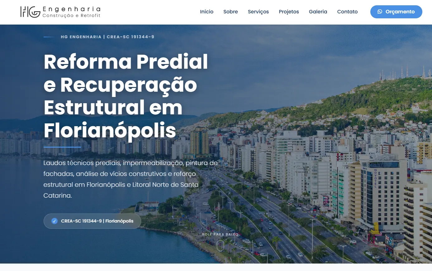 HG Reformas Prediais - site novo criado pela VIBE SITES, moderno, responsivo e otimizado para SEO