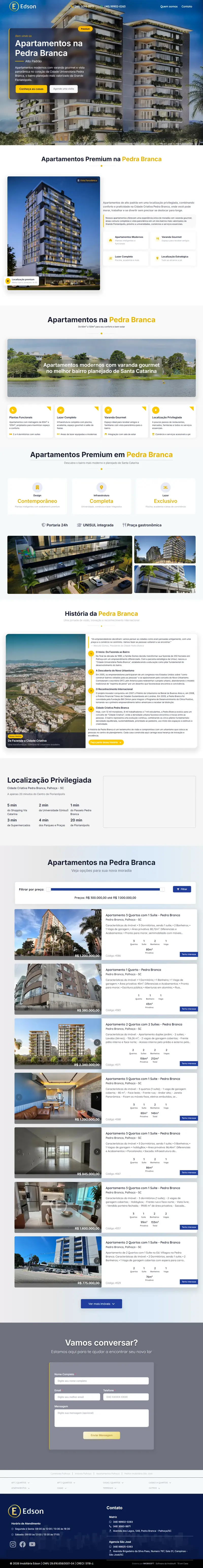 Landing page Apartamentos na Pedra Branca criada pela Vibe Sites