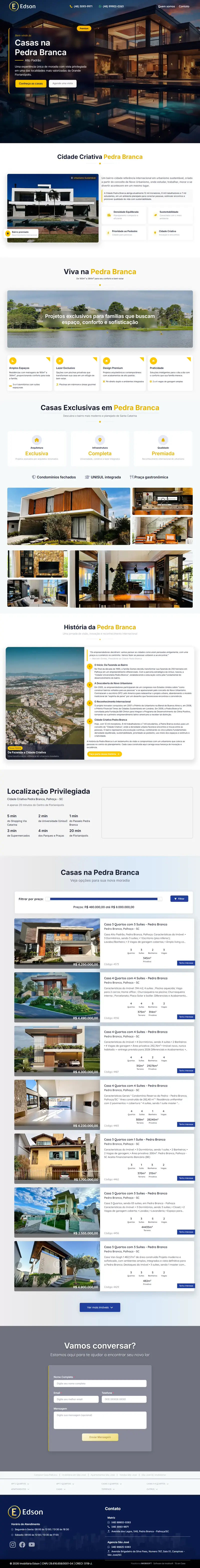 Landing page Casas na Pedra Branca criada pela Vibe Sites