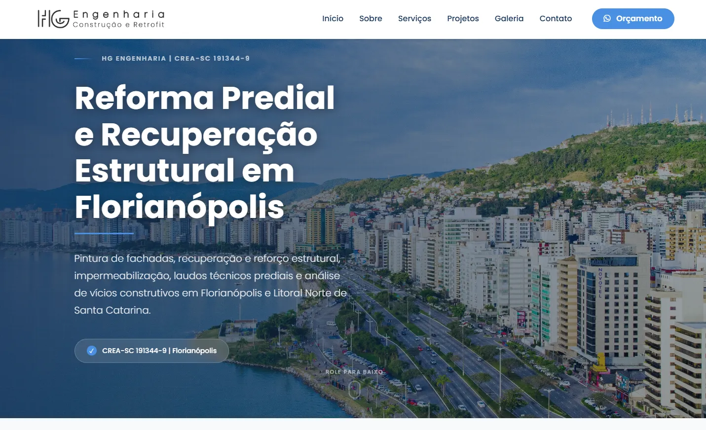 HG Reformas Prediais - Site Institucional criado pela VIBE SITES em Florianópolis SC