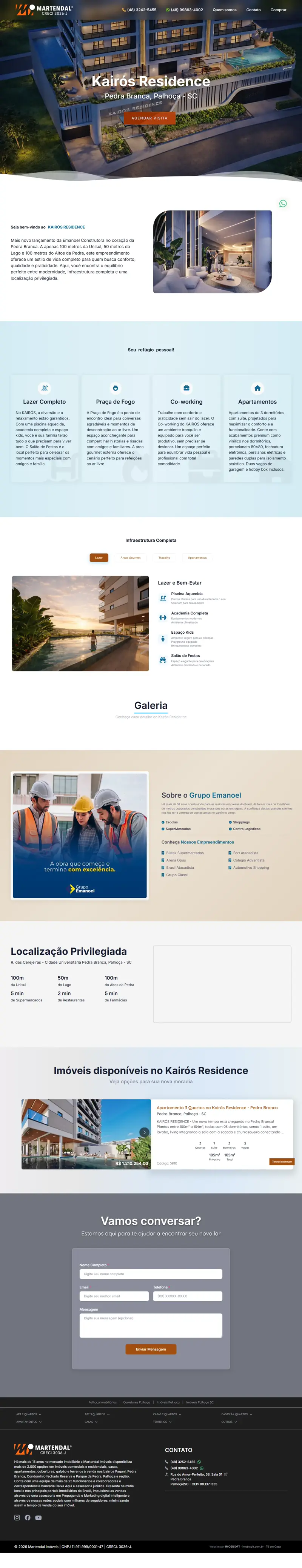 Landing page Kairos Residence criada pela Vibe Sites