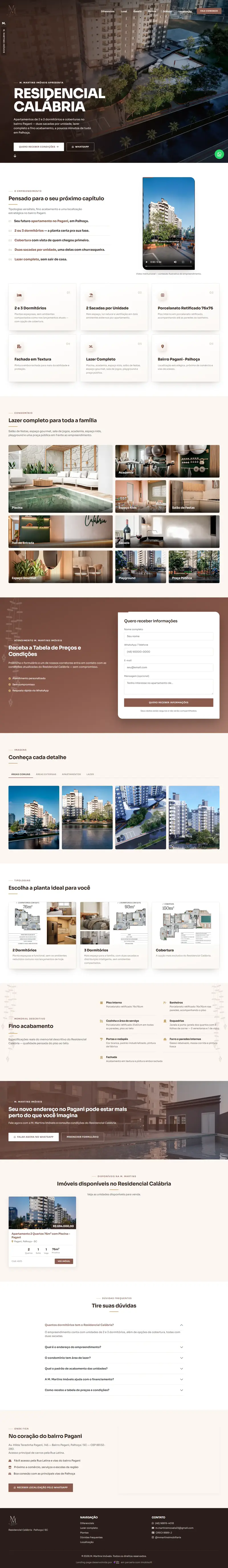 Landing page Residencial Calábria criada pela Vibe Sites