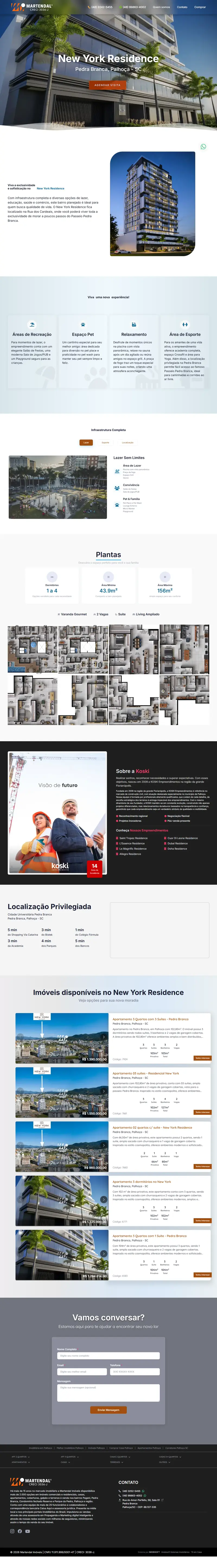 Landing page New York Residence criada pela Vibe Sites
