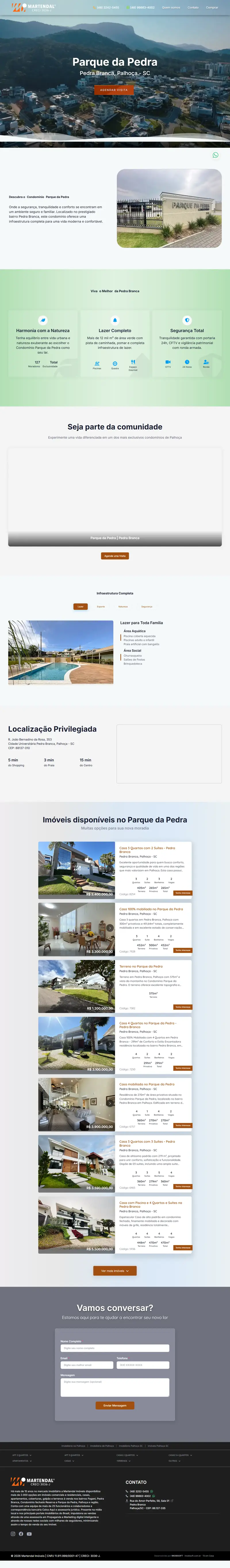 Landing page Parque da Pedra criada pela Vibe Sites