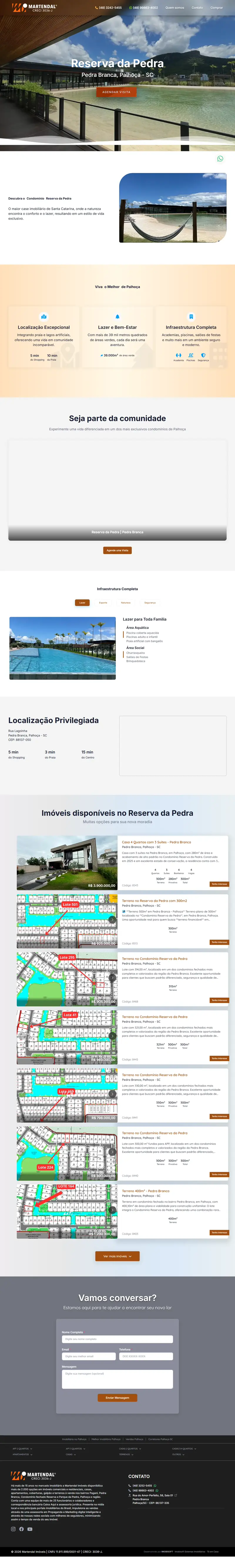 Landing page Reserva da Pedra criada pela Vibe Sites