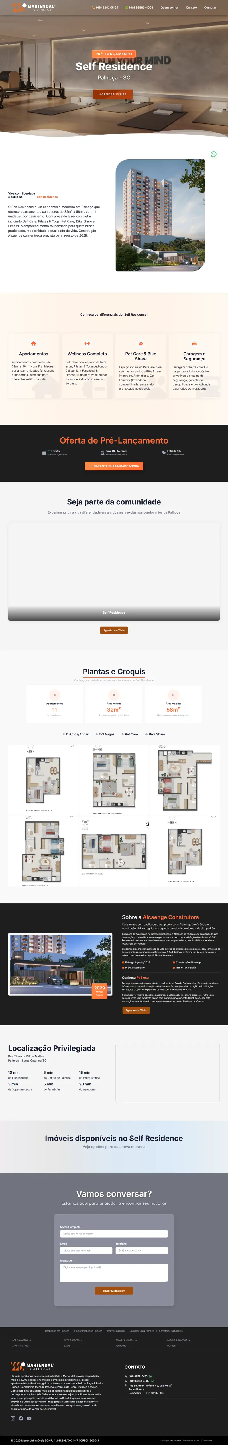Landing page Self Residence criada pela Vibe Sites